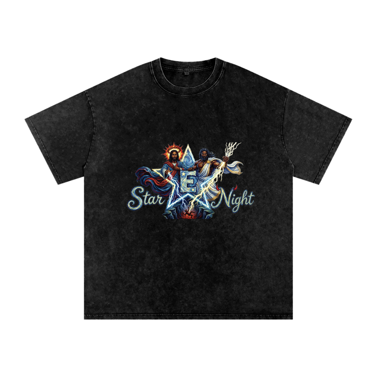Jesus and Zeus Vs Everybody Snow Washed Oversized T-Shirt