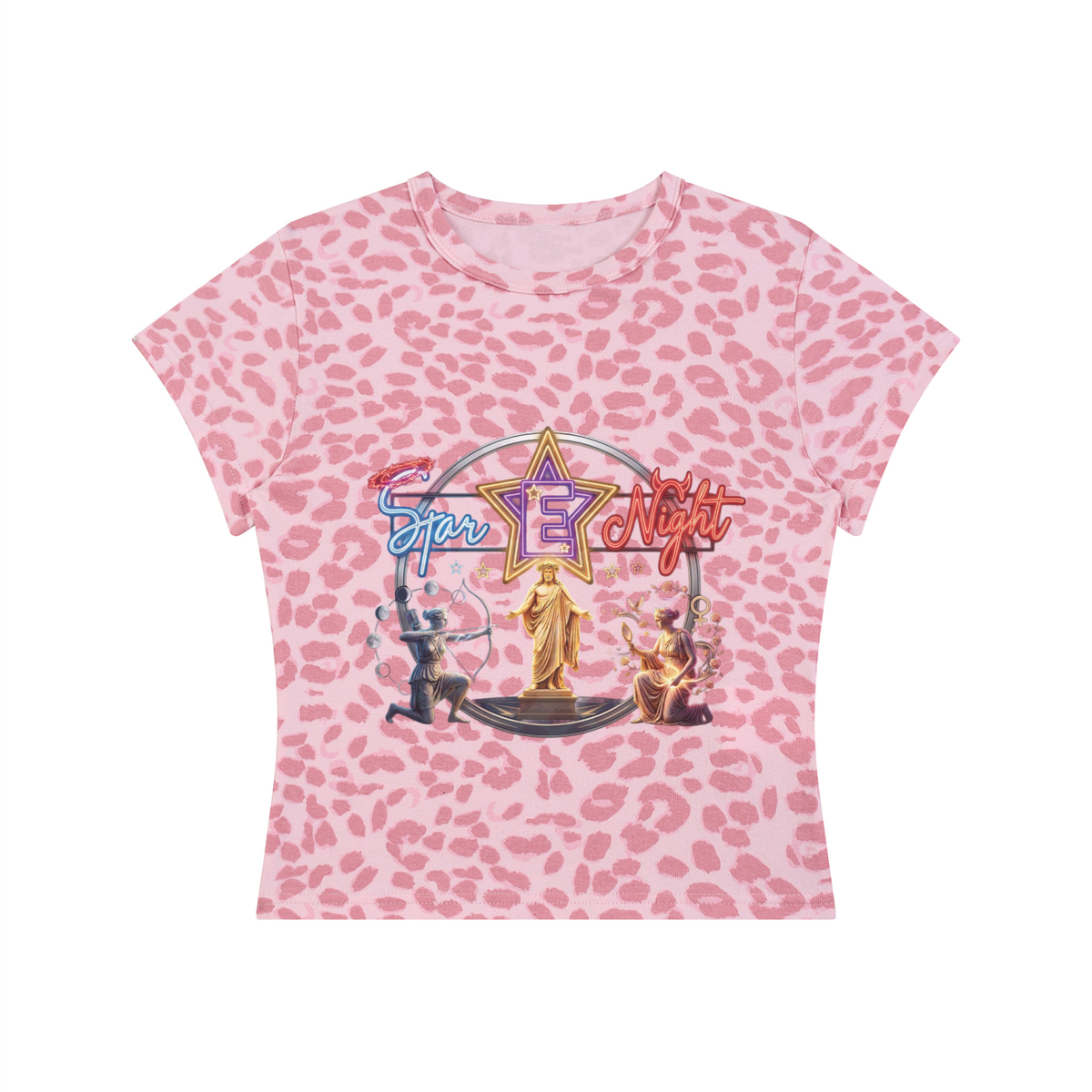 Hera and Athena Women’s Leopard Print Crop T-Shirt