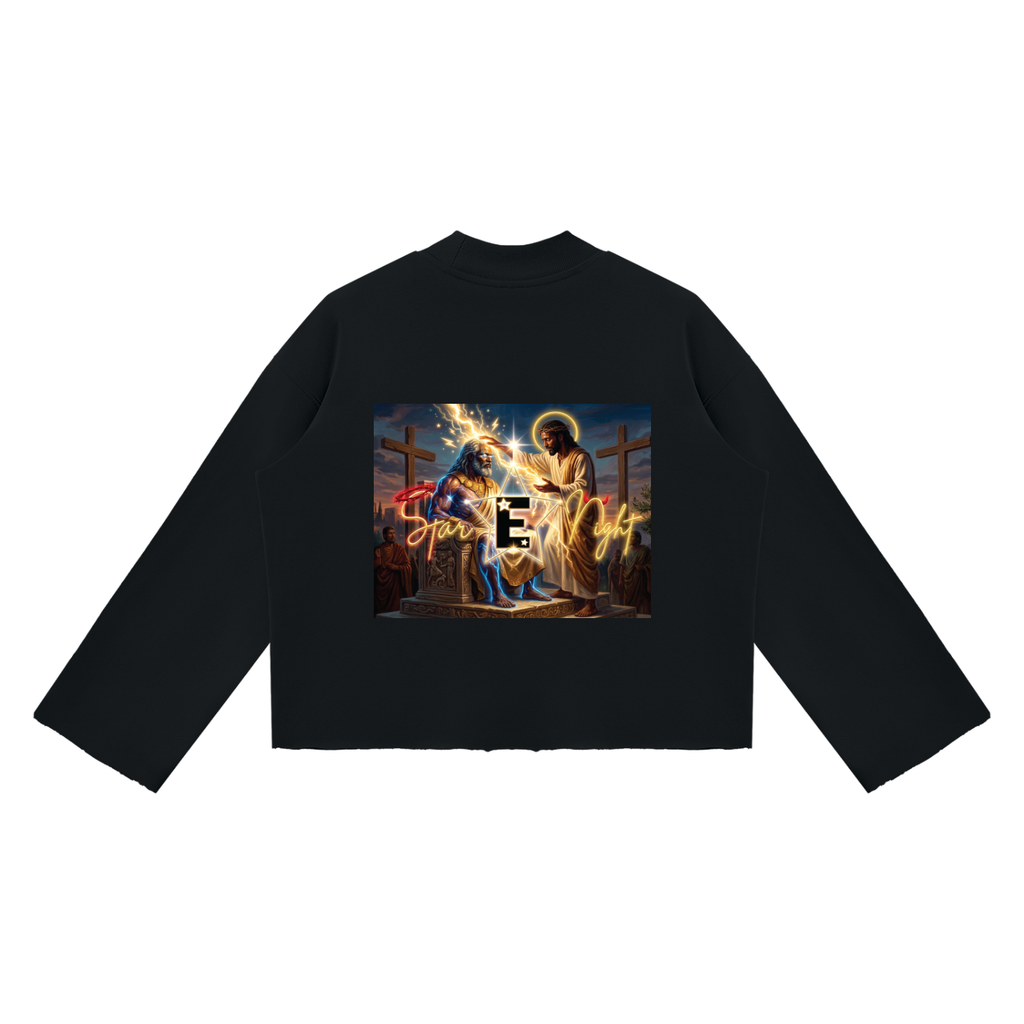 Jesus Gifts Zeus Unisex Mock Neck Raw Edge Boxy Sweatshirt