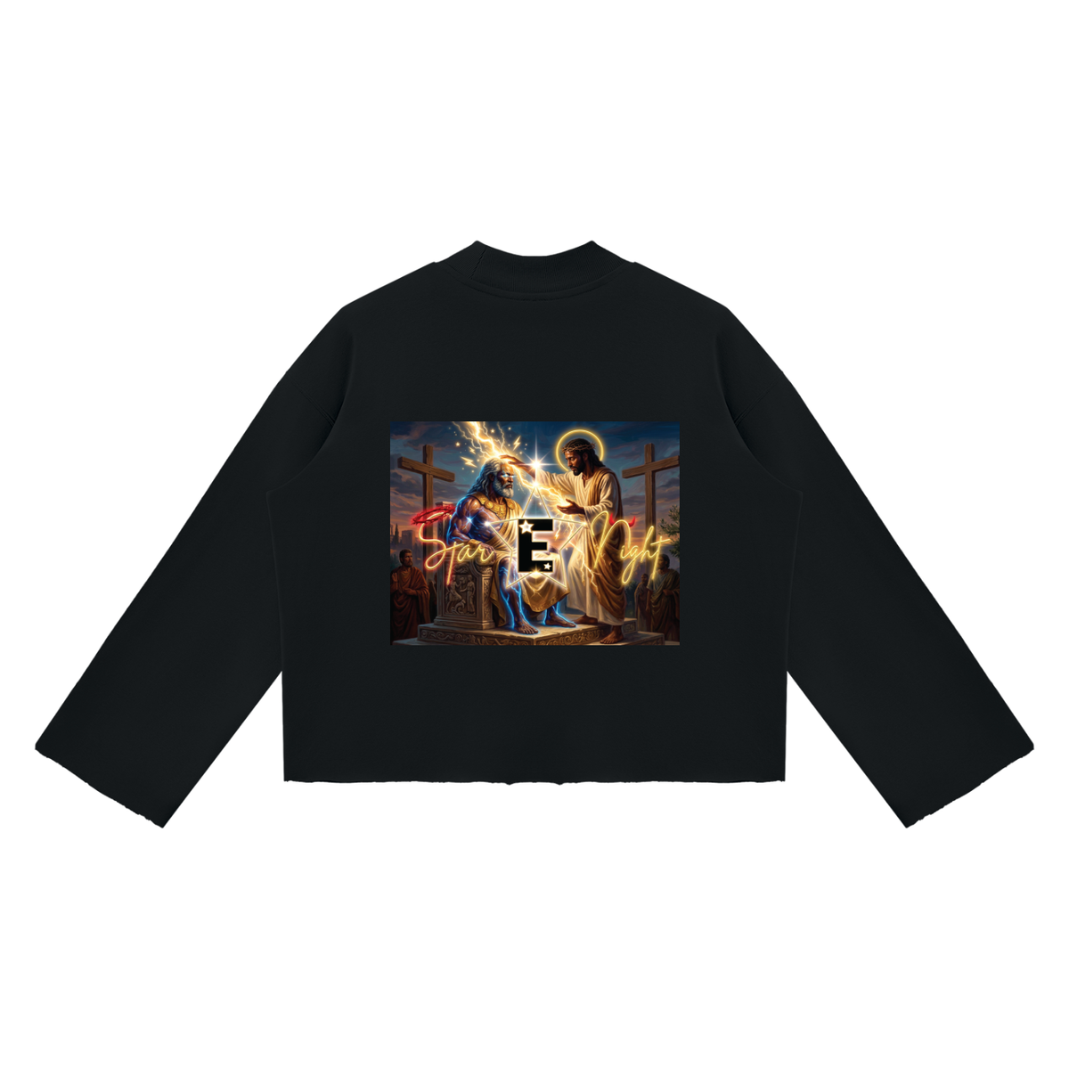 Jesus Gifts Zeus Unisex Mock Neck Raw Edge Boxy Sweatshirt