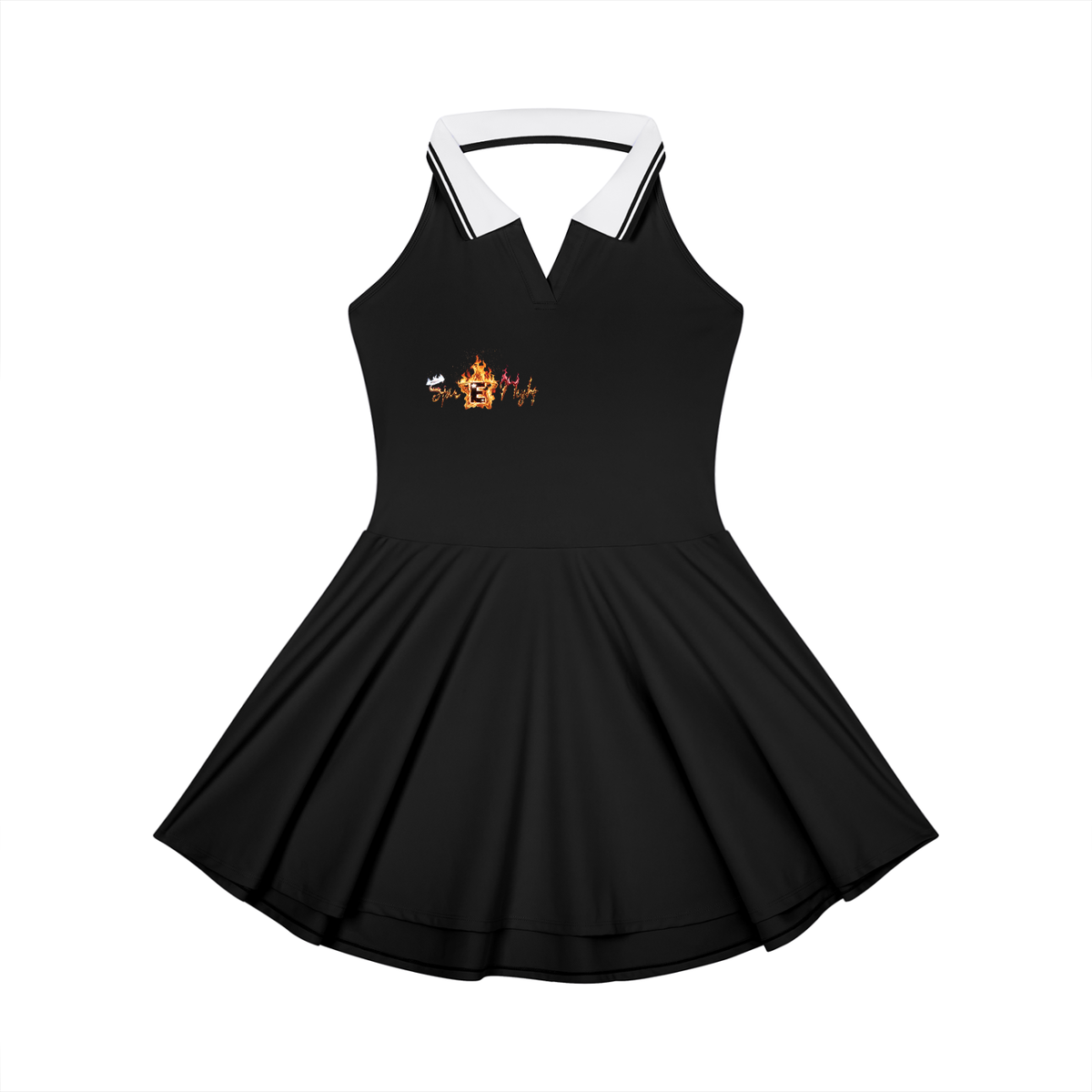Flame On Women's Collared Halter A-Line Tennis Dress