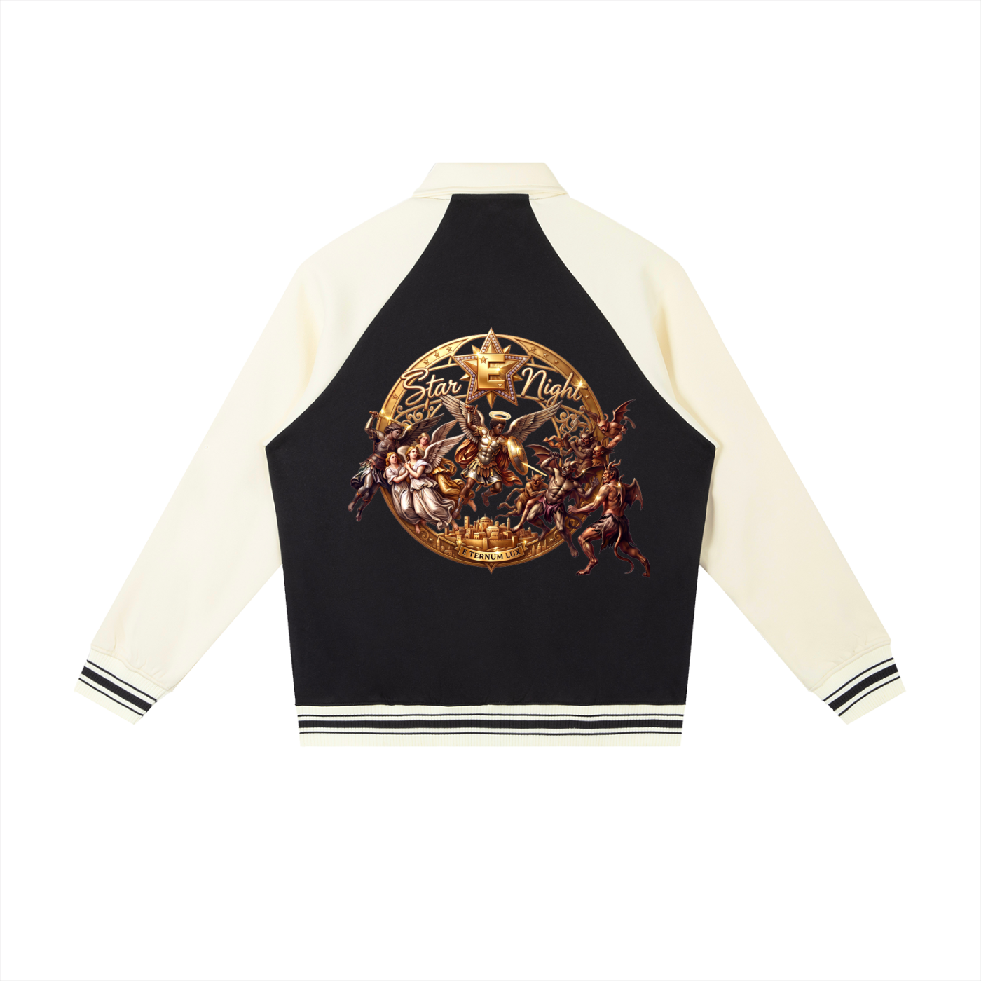 We Love All Contrast Raglan Sleeve Baseball Jacket