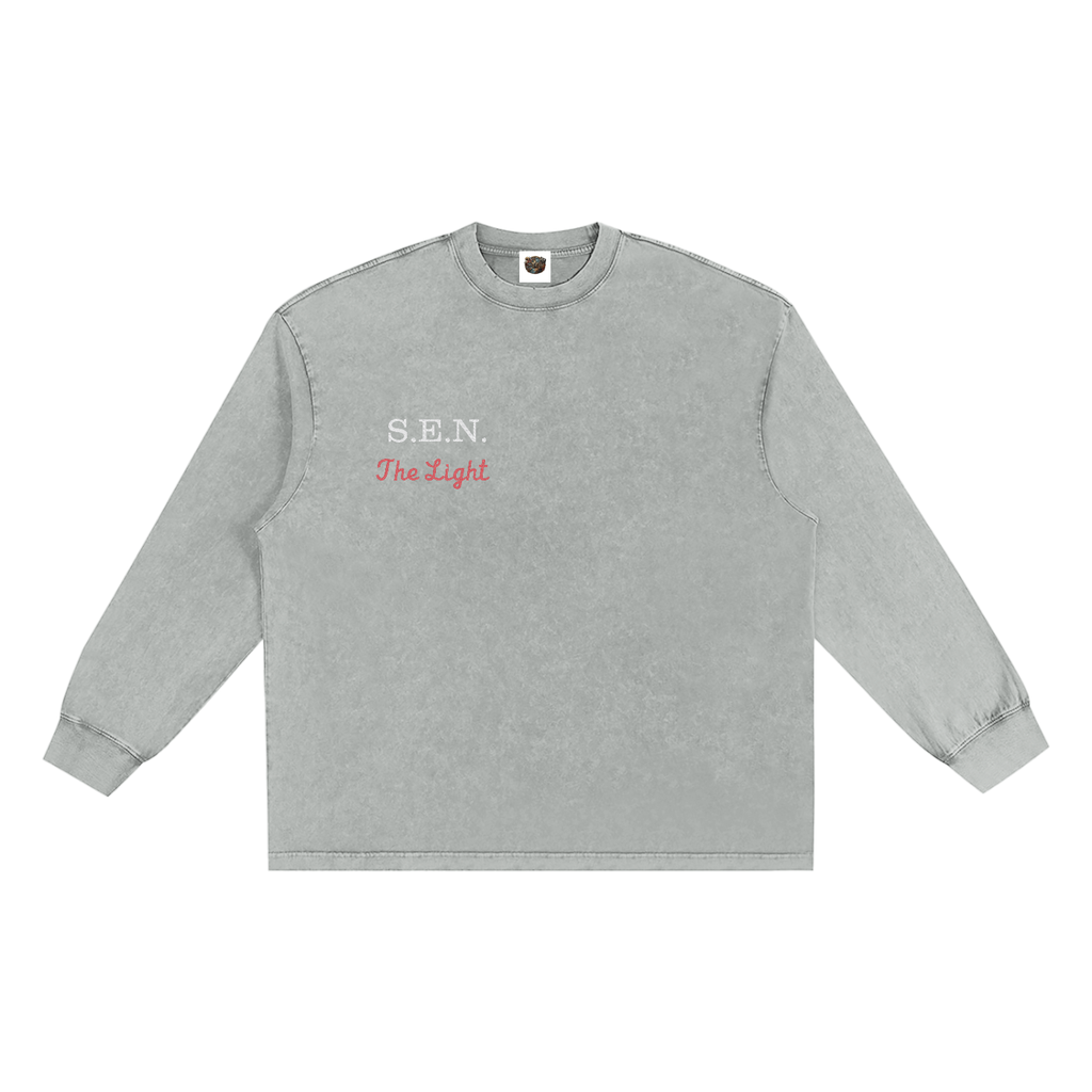 The Light Snow Washed Stitched Frayed Edge T-Shirt