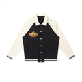 We Love All Contrast Raglan Sleeve Baseball Jacket