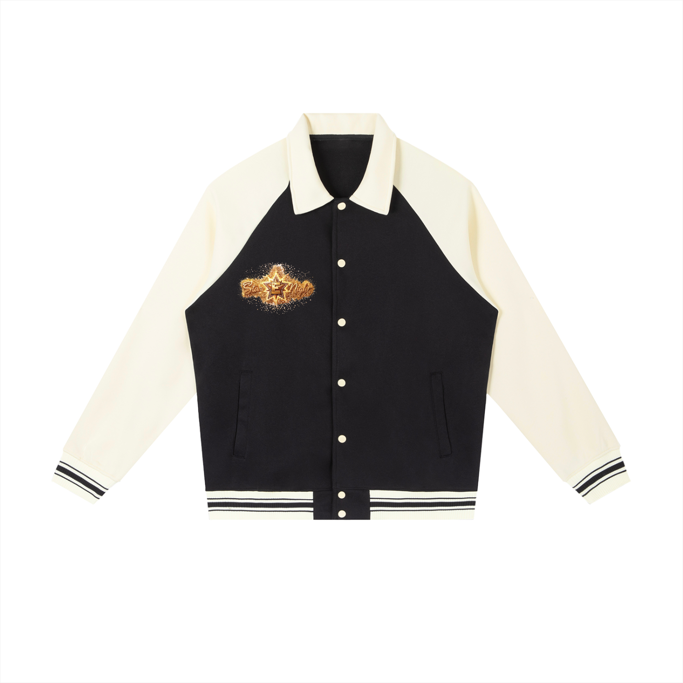 We Love All Contrast Raglan Sleeve Baseball Jacket