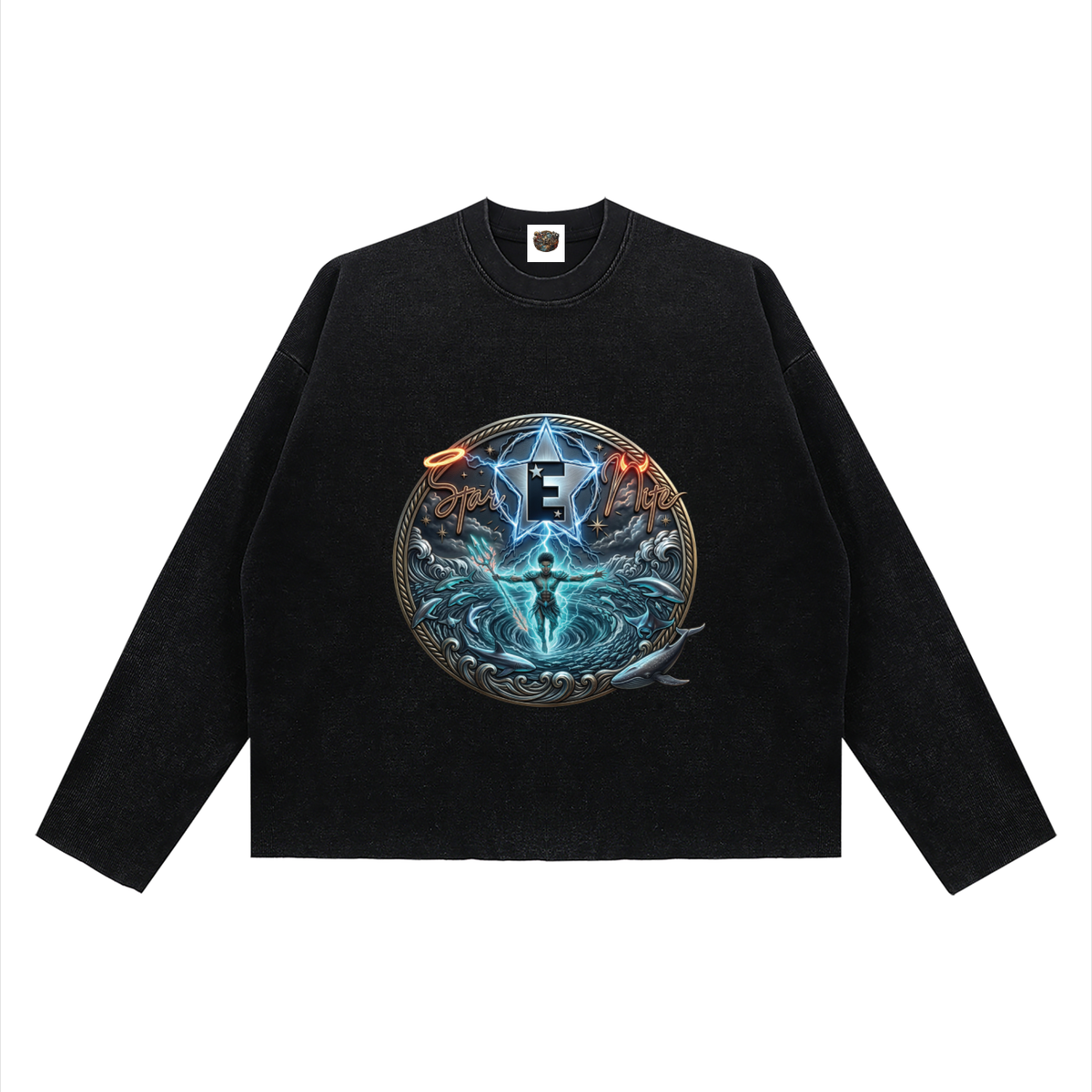 Poseidon's Wrath Unisex Vintage Wash Boxy  Waffle Raw Edge T-Shirt