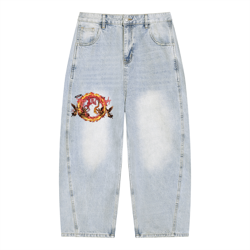 We Do This Men's Vintage Wash Sunfade Barrel Leg Jeans