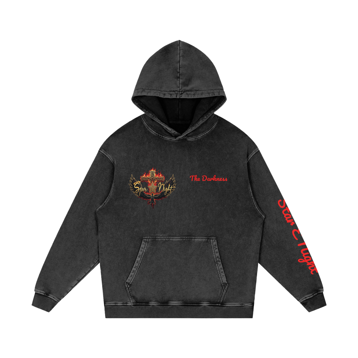 Hades Fire Snow Washed Loose Hoodie