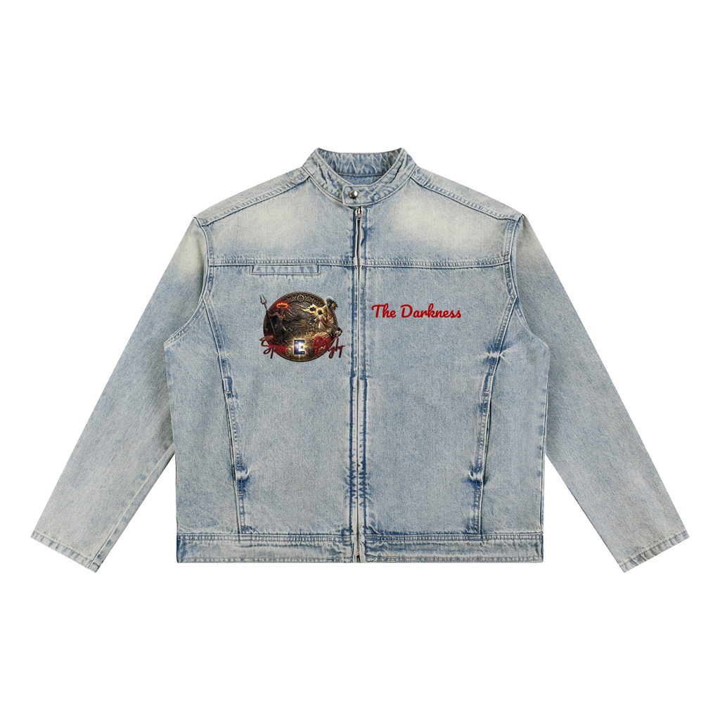 Hades vs Jesus Vintage Wash Zip Denim Jacket