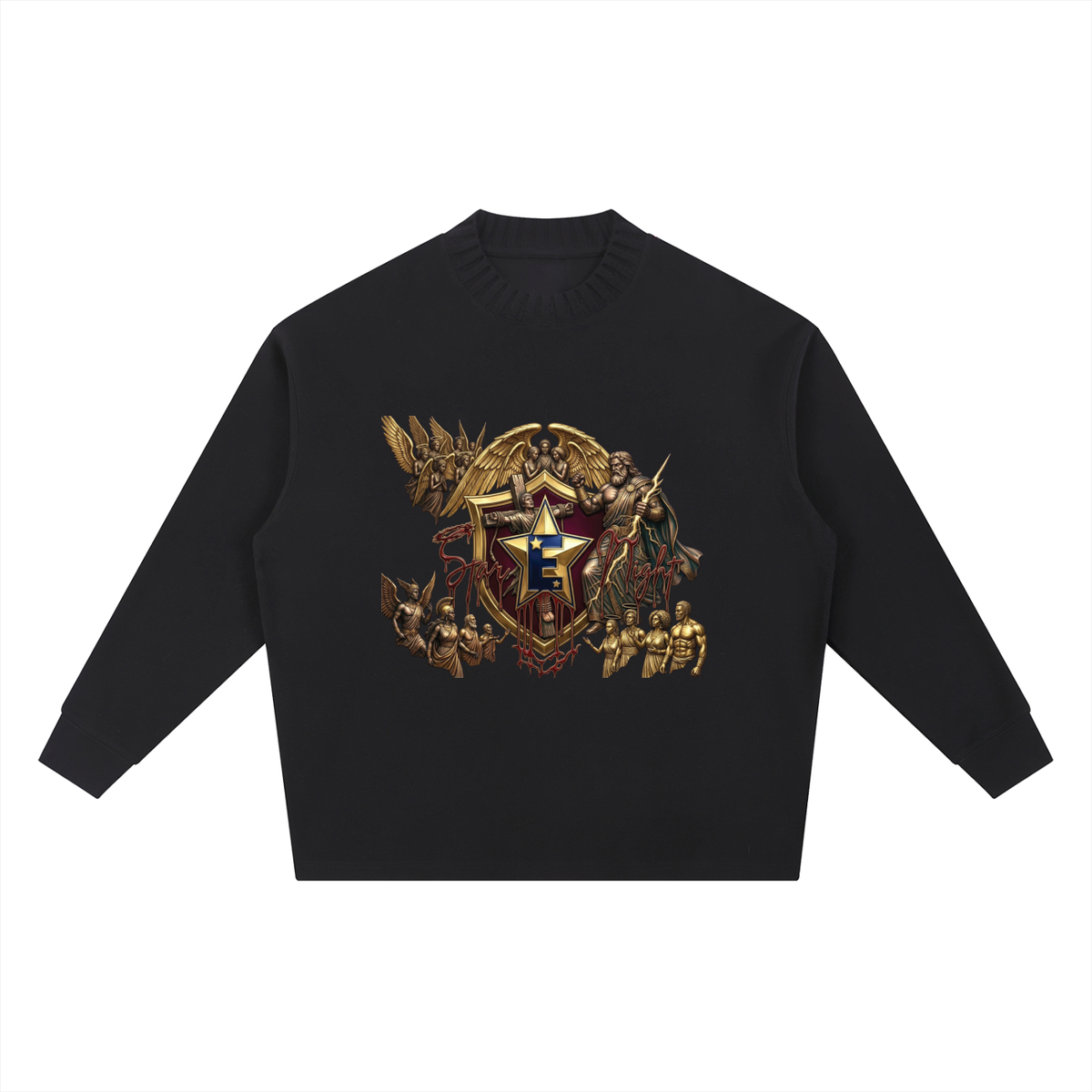 Zeus Have Mercy Knitted Round Neck Oversize Sweatshirt