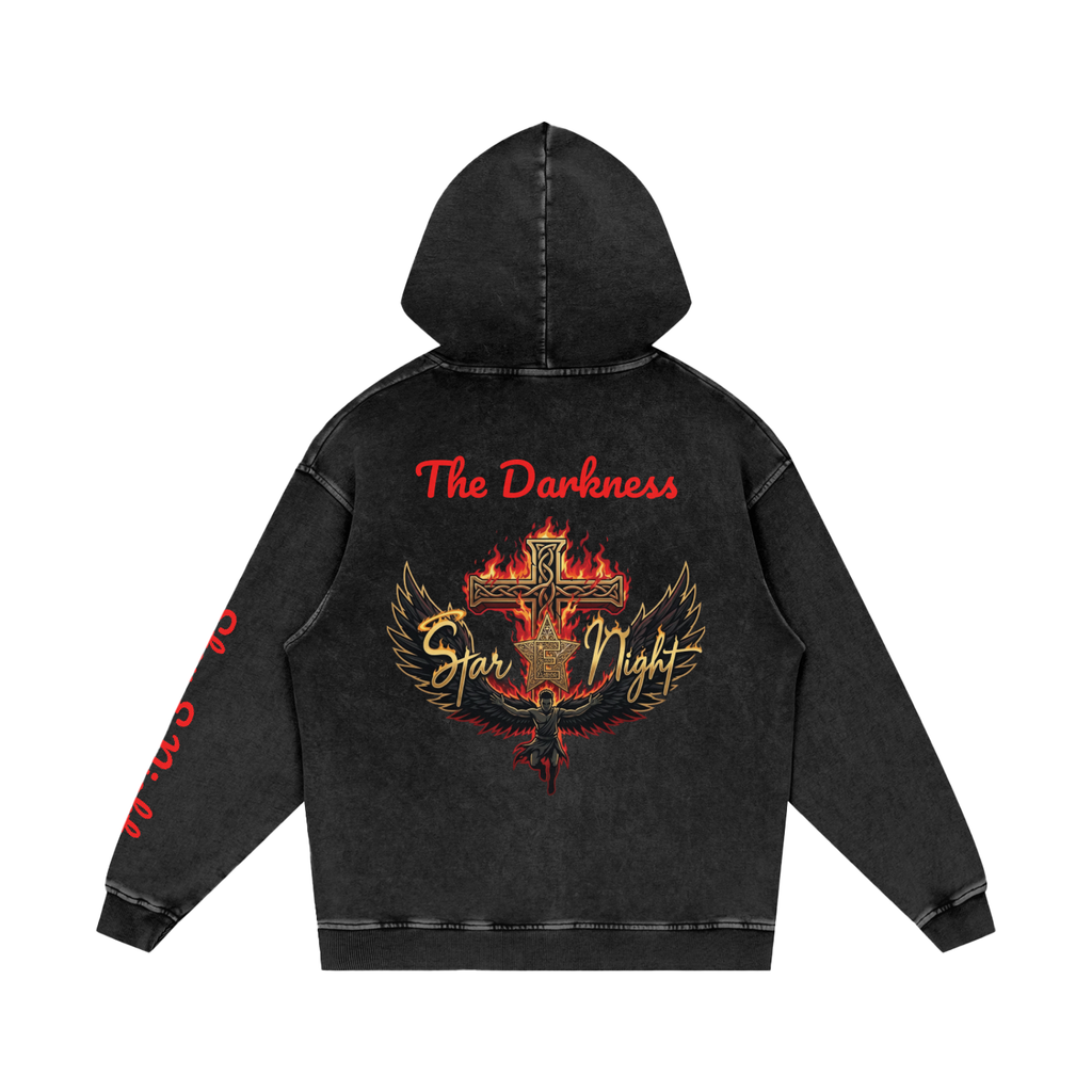 Hades Fire Snow Washed Loose Hoodie