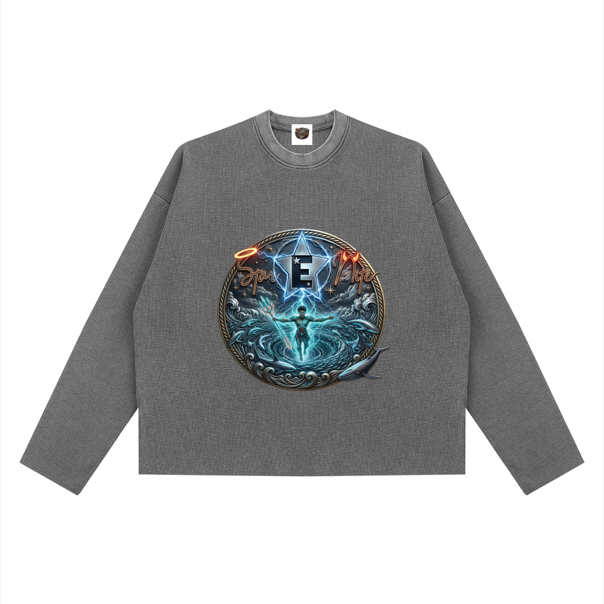 Poseidon's Wrath Unisex Vintage Wash Boxy  Waffle Raw Edge T-Shirt