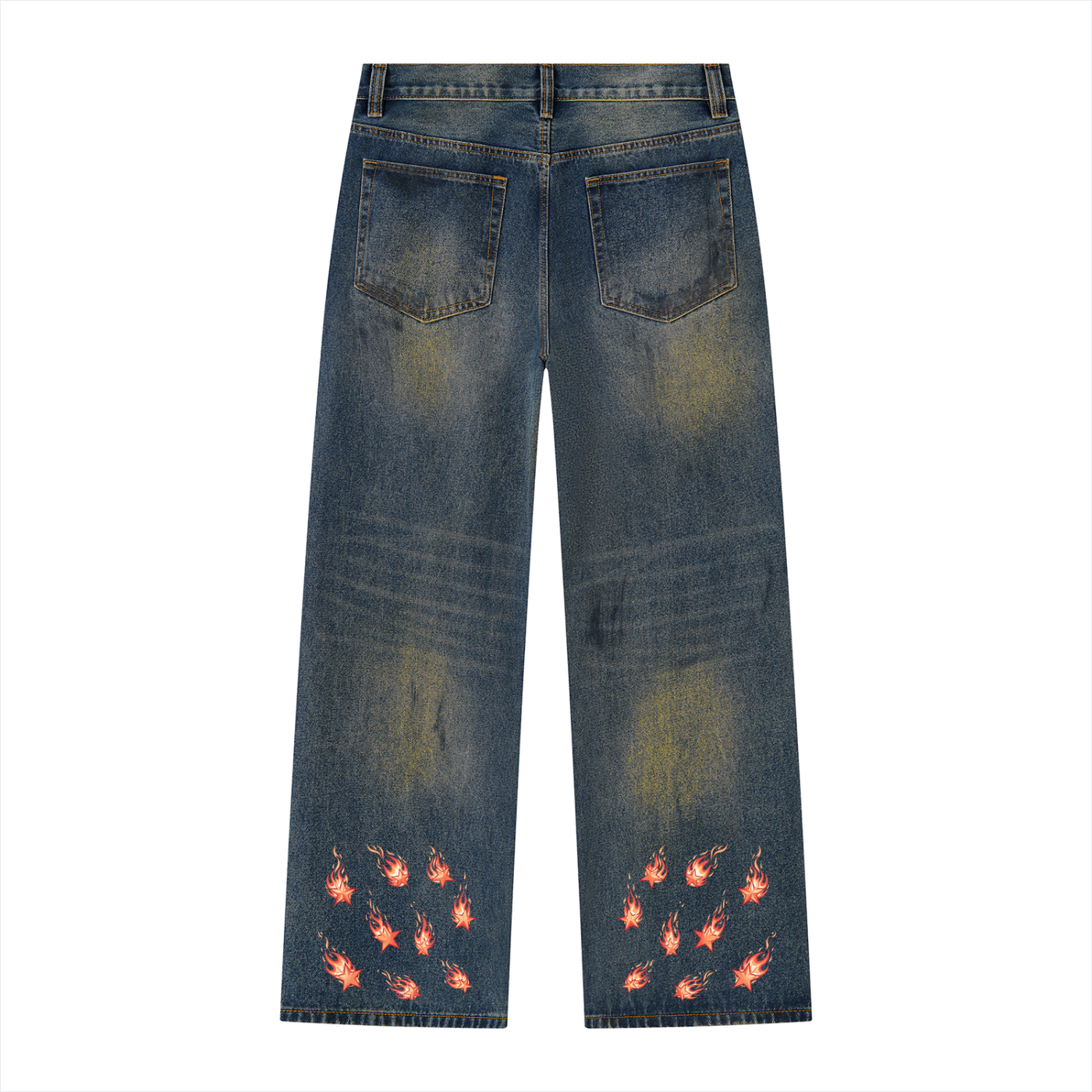 We Do This Men's Vintage Wash Wide Leg Denim Jeans