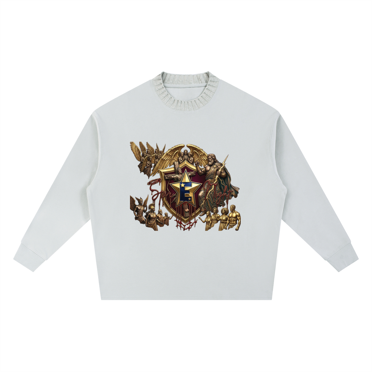 Zeus Have Mercy Knitted Round Neck Oversize Sweatshirt