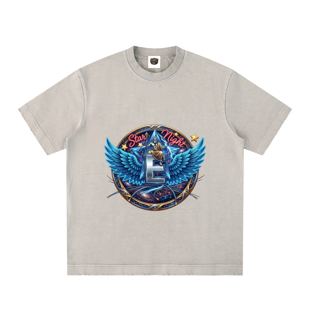 Zeus's Might Heavyweight Vintage Washed Frayed T-Shirt