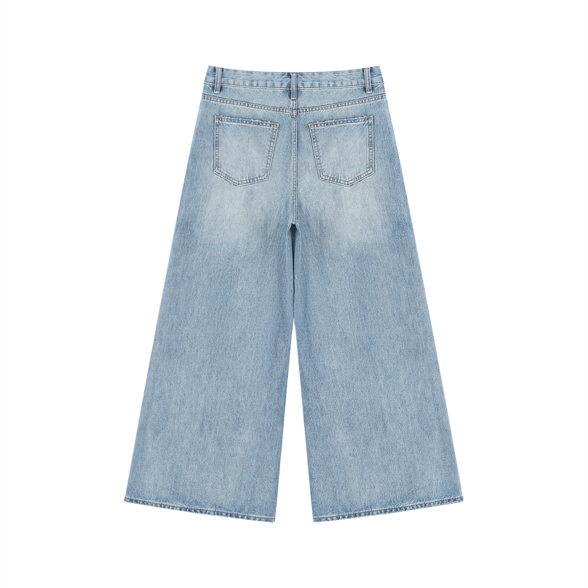 Apollos Star Women's Vintage Wash Distressed Wide Leg Jeans