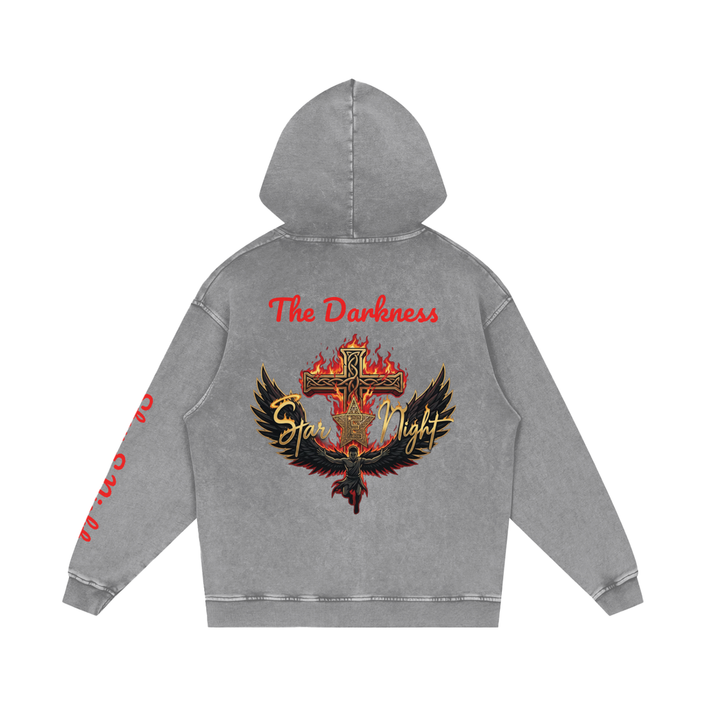 Hades Fire Snow Washed Loose Hoodie
