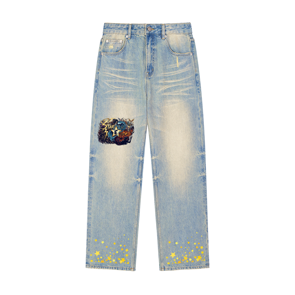 The Godly Trio Sun Fade Raw Hem Denim Jeans