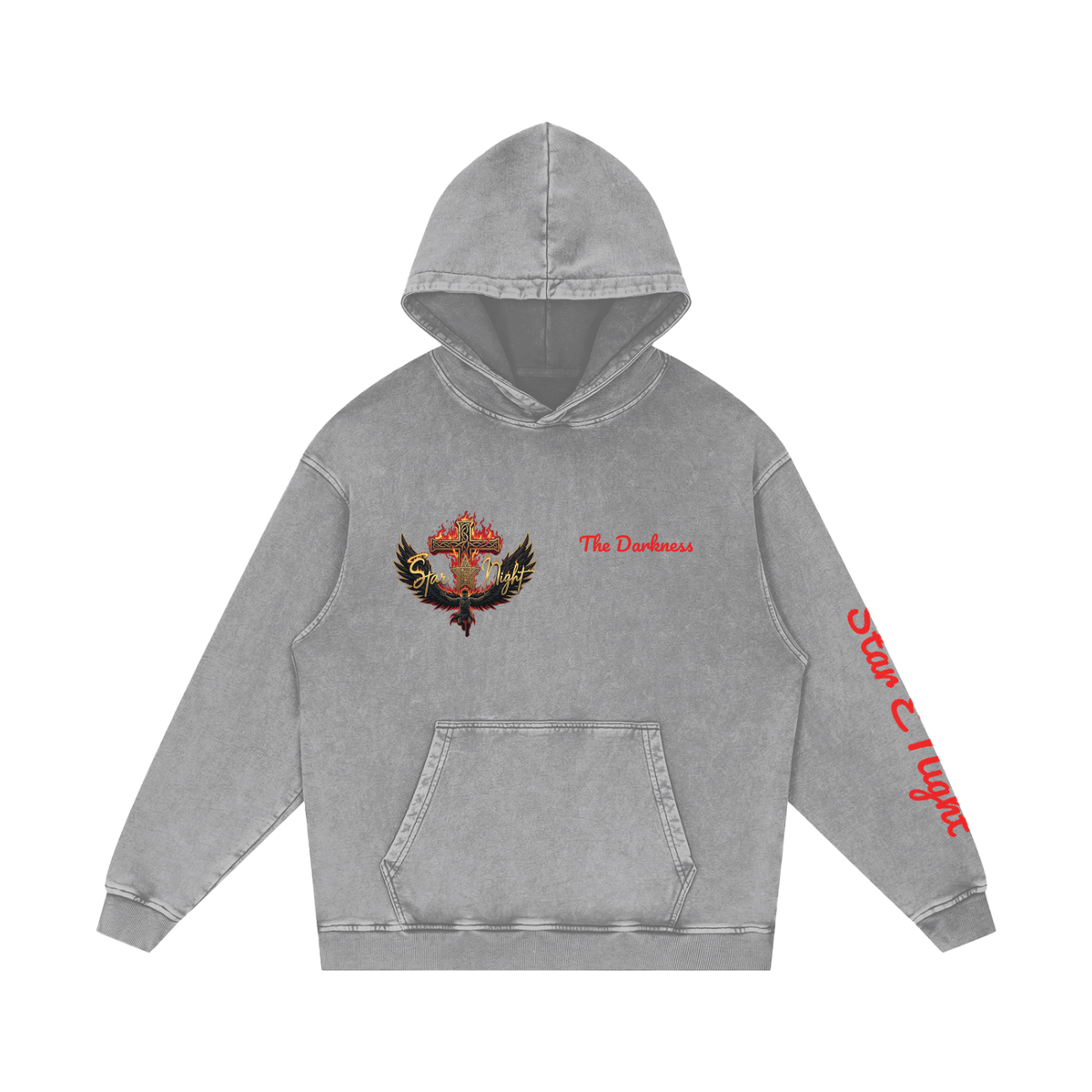 Hades Fire Snow Washed Loose Hoodie