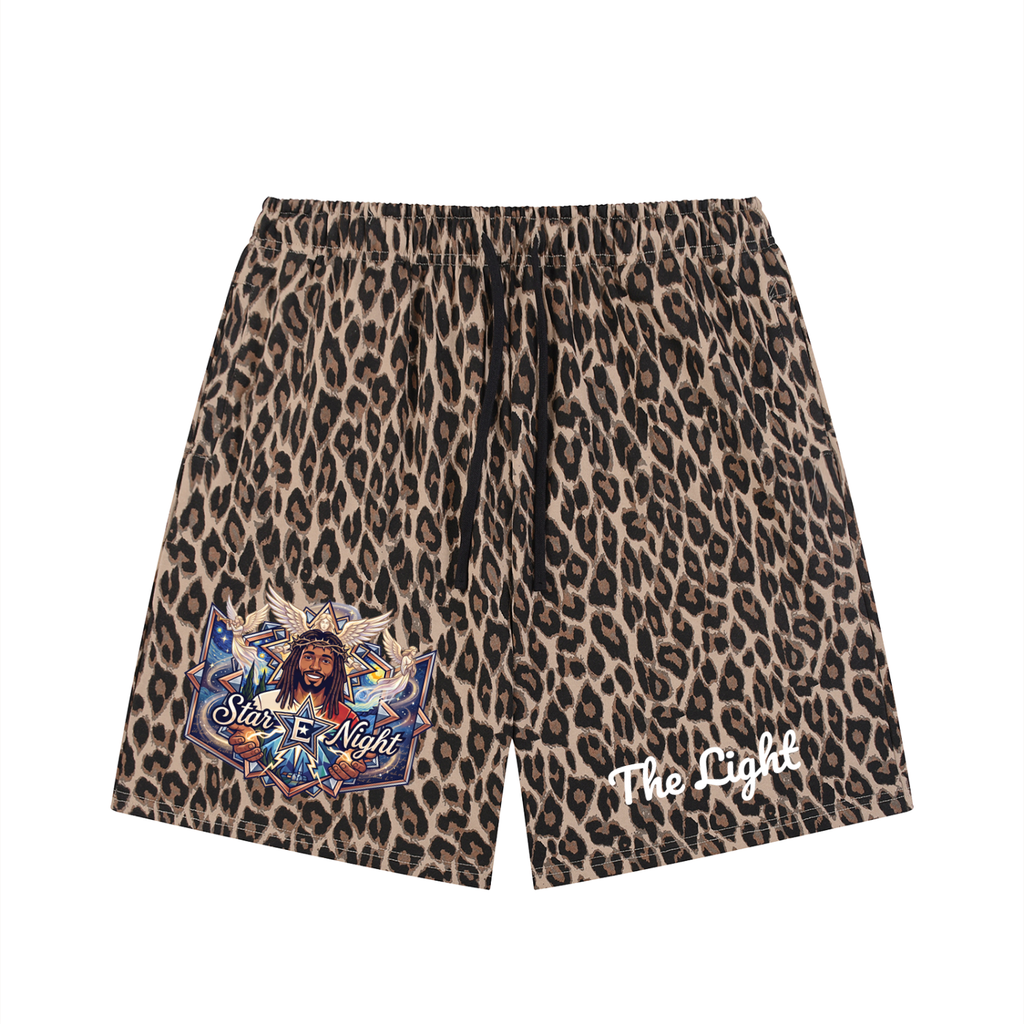 The Power of Christ Unisex Heavyweight Leopard Drawstring Shorts