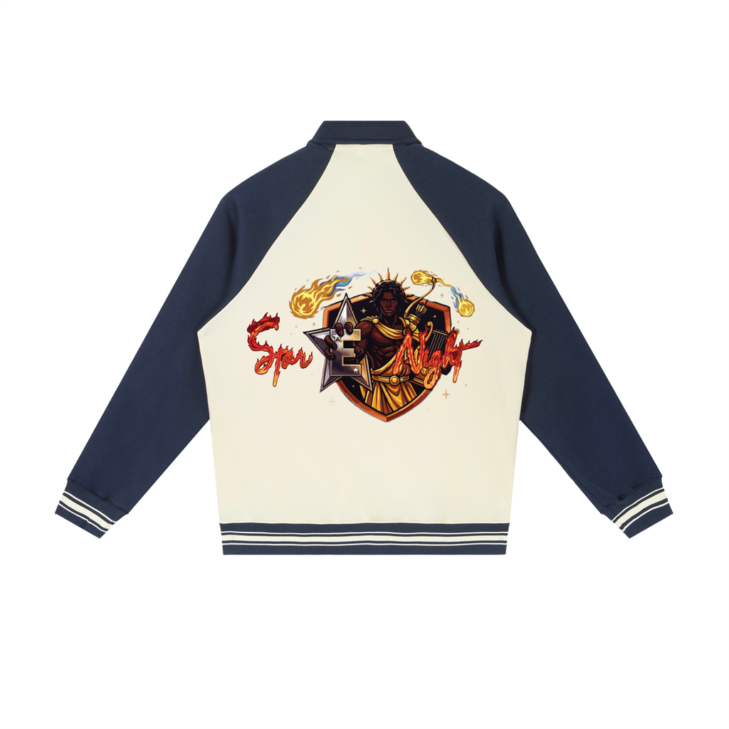 Apollo's Star Contrast Raglan Sleeve Baseball Jacket