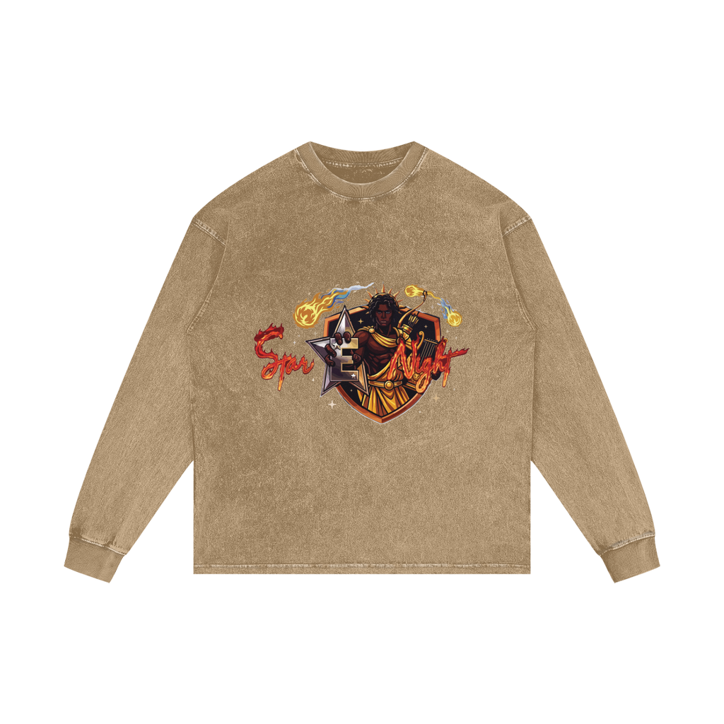 Apollos Star Acid Wash Oversize Long Sleeve T-Shirt