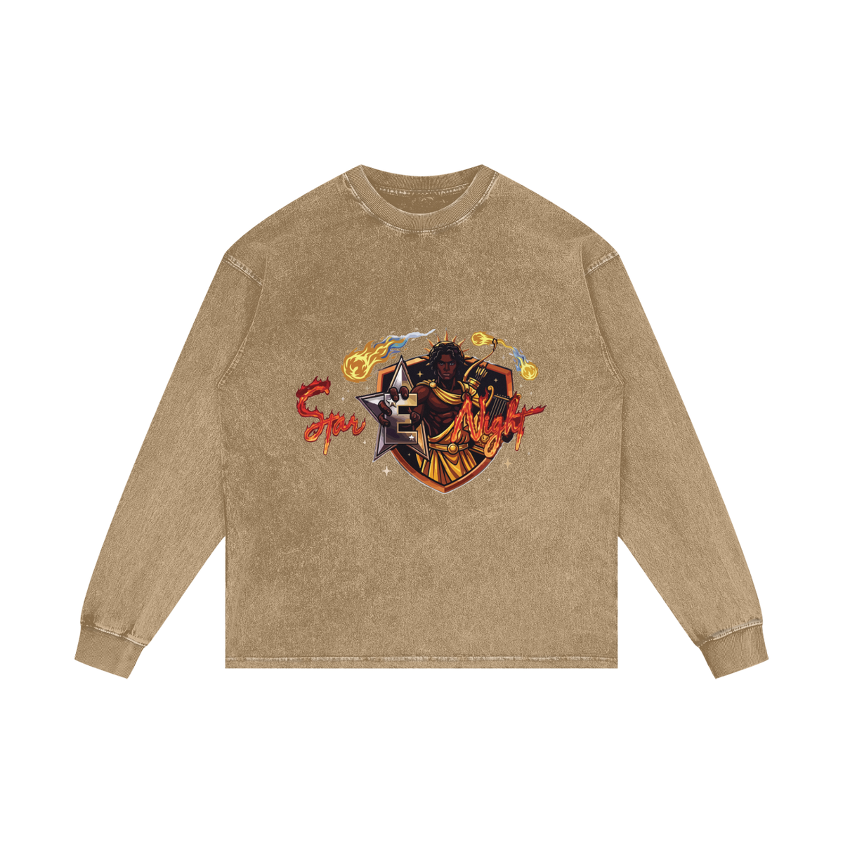 Apollos Star Acid Wash Oversize Long Sleeve T-Shirt