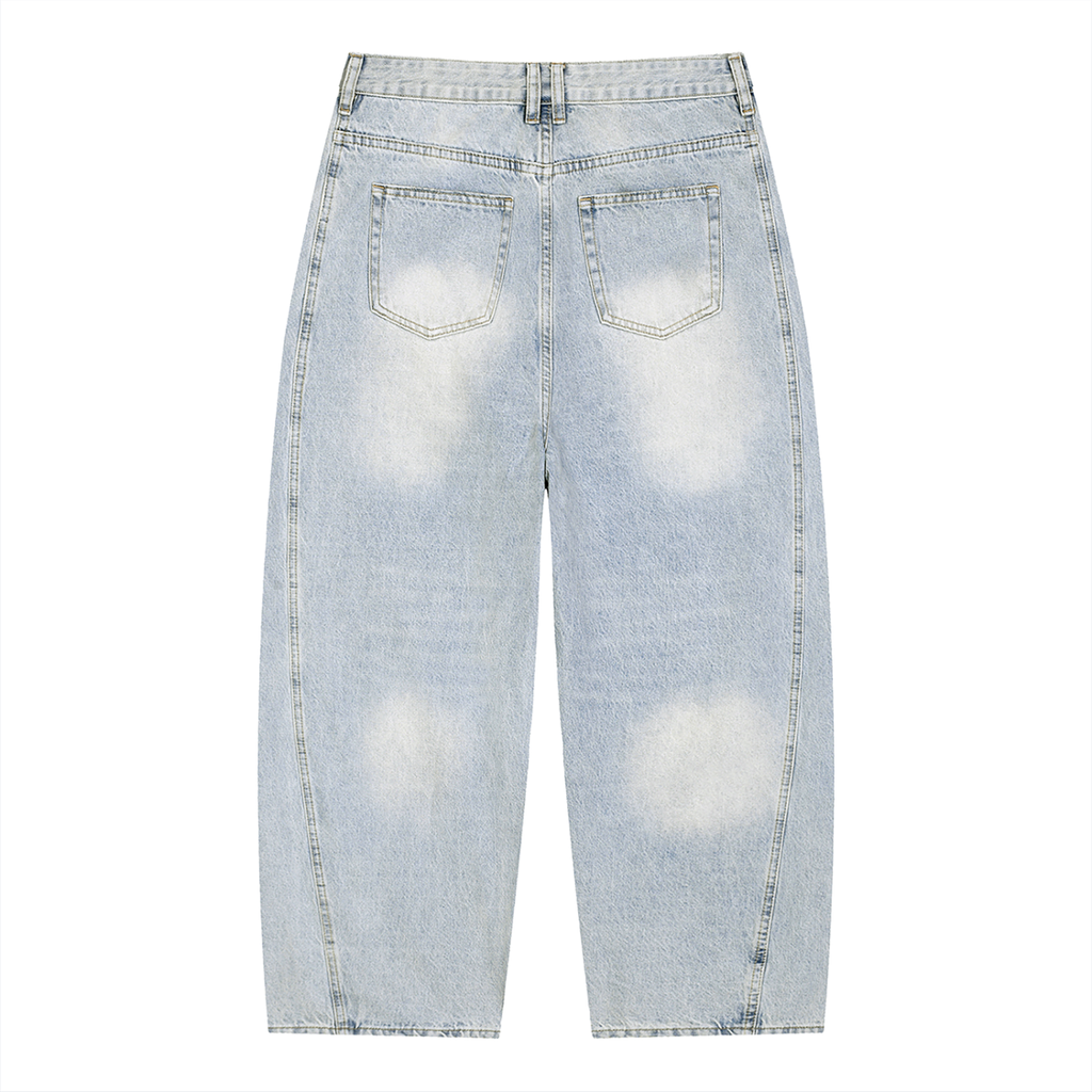 We Do This Men's Vintage Wash Sunfade Barrel Leg Jeans