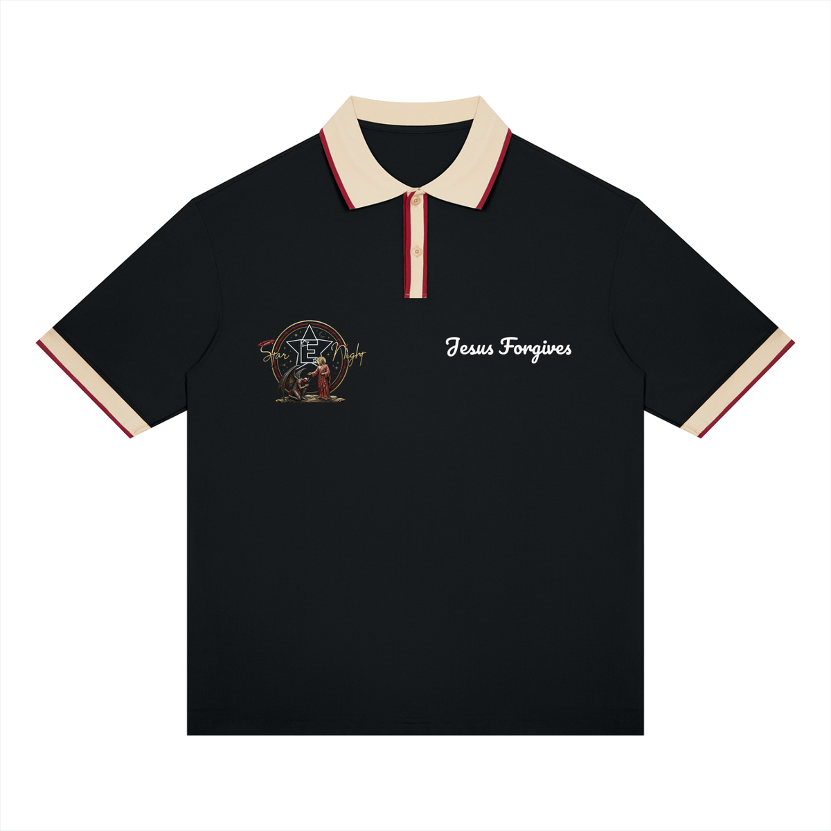 Jesus Forgives Unisex Color Block Polo Shirt