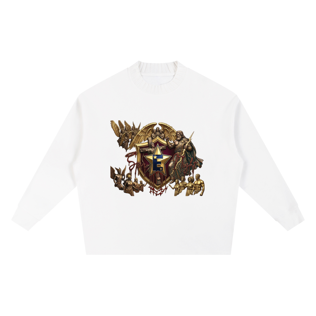 Zeus Have Mercy Knitted Round Neck Oversize Sweatshirt
